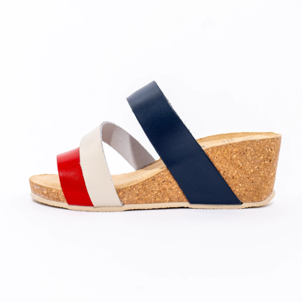 Tricolor ženske papuče - Crvene-Bež-Teget